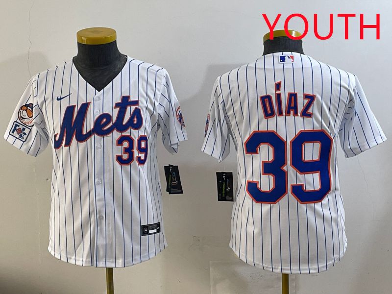Youth 2025 New York Mets #39 Diaz White Stripe Game Nike MLB Jersey style 2